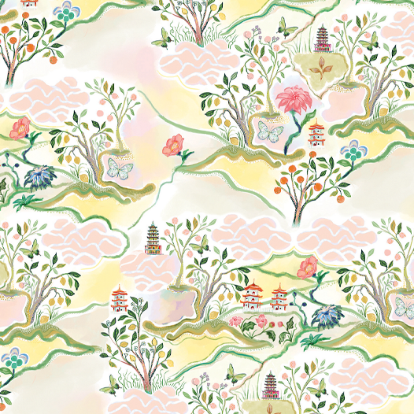 Pink Pagoda Scalloped Tablecloth