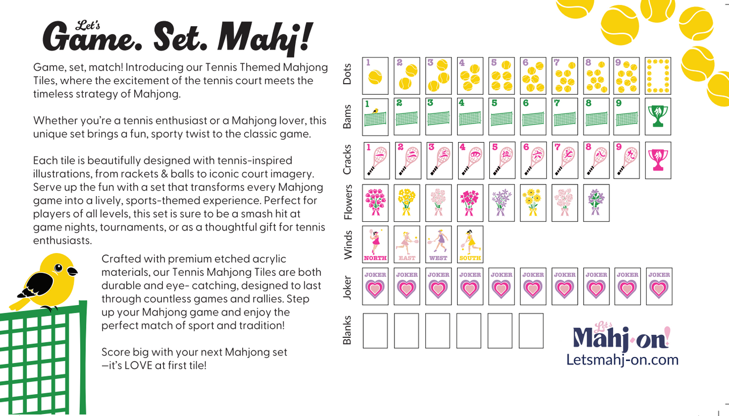Let's Game. Set. Mahj! Tennis Mahjong Tile Set