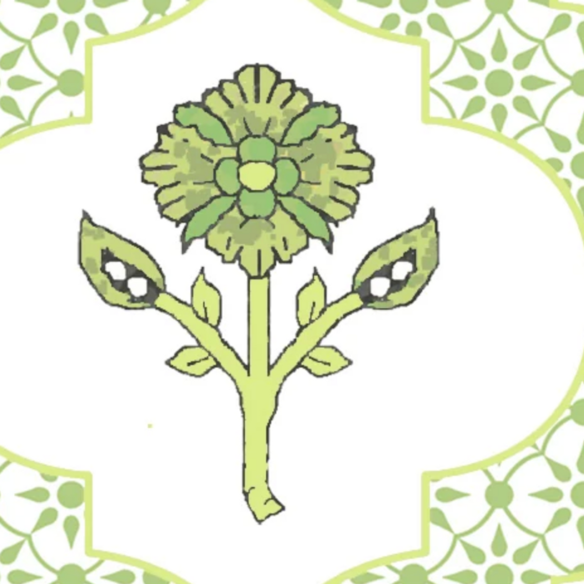 Indiennes Mahjong TableCloth - Green