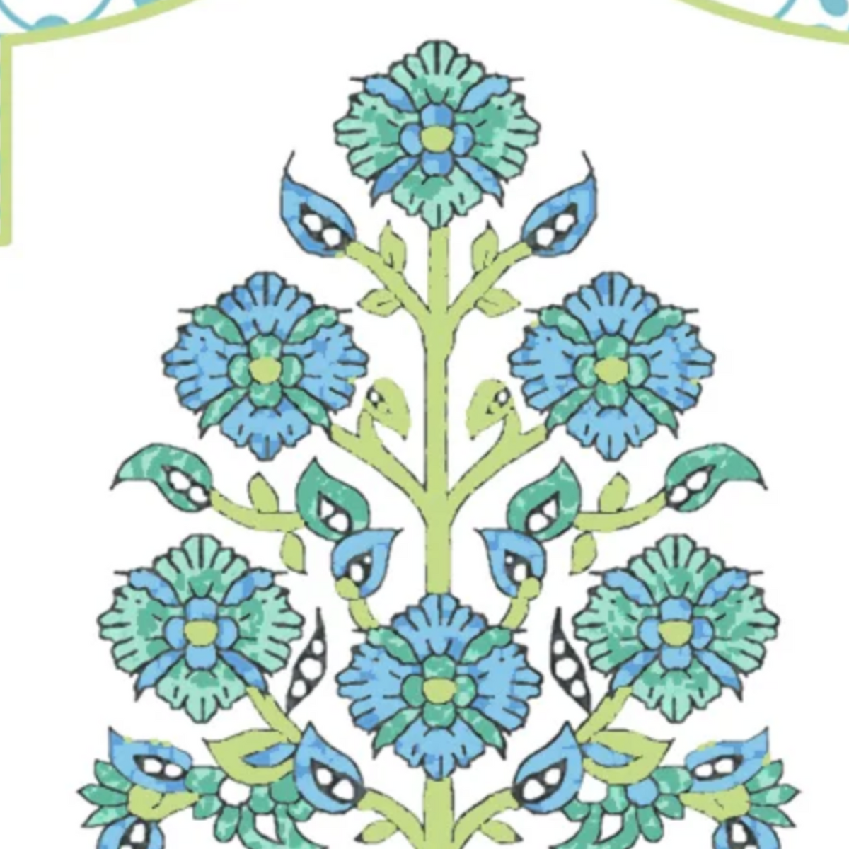 Indiennes Mahjong TableCloth - Blue