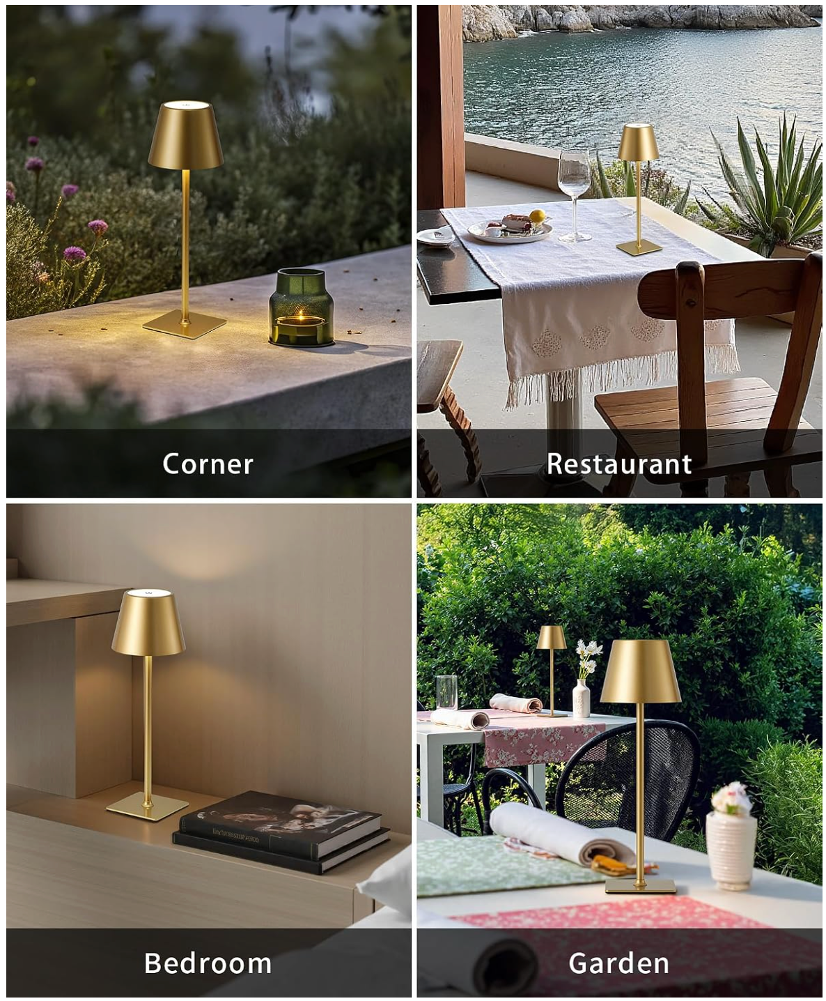 Cordless Table Lamps Gold- Set of 2