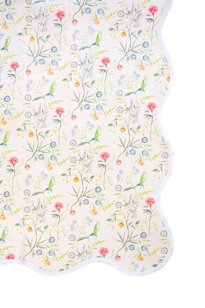 Jardin de Fleurs-Pink Scalloped Tablecloth