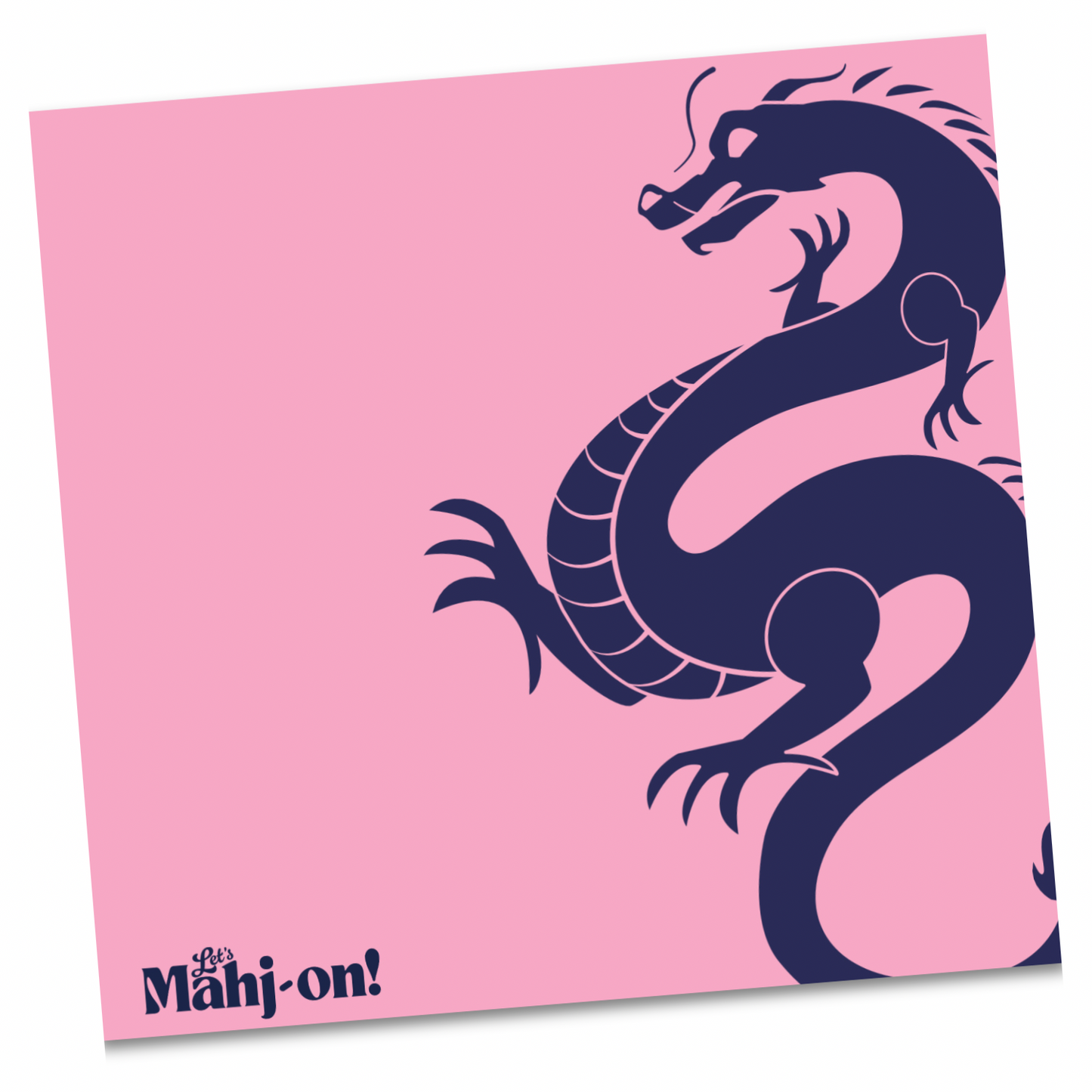 Let's mahj-on signature logo dragon mahjong play mat light pink navy