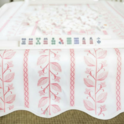 Pink Botanical Stripe Scalloped Square Tablecloth