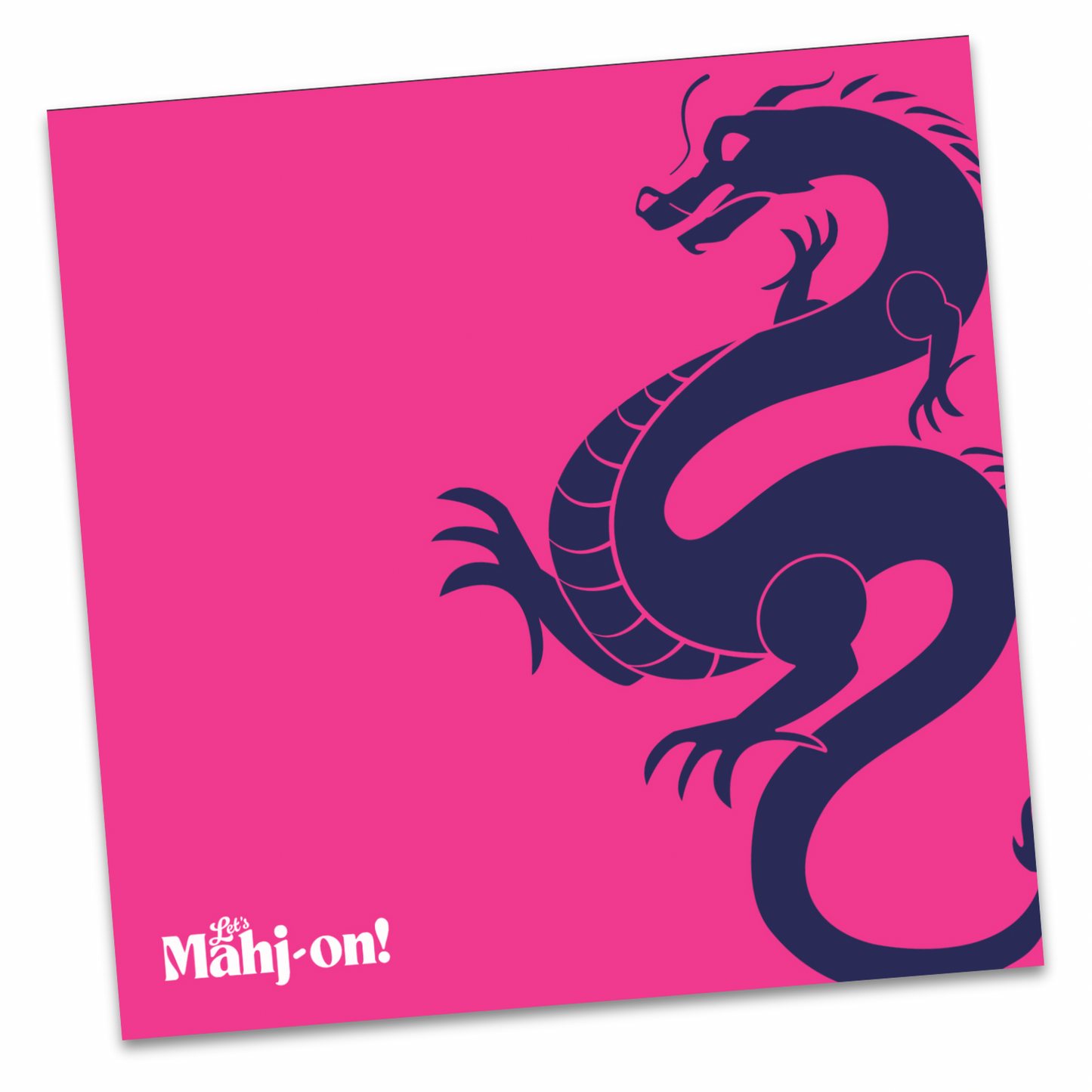 Let's mahj-on signature logo dragon mahjong play mat hot pink navy