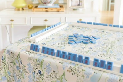 Blue Pagoda Scalloped Square Tablecloth