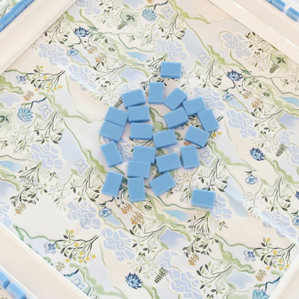 Blue Pagoda Scalloped Square Tablecloth
