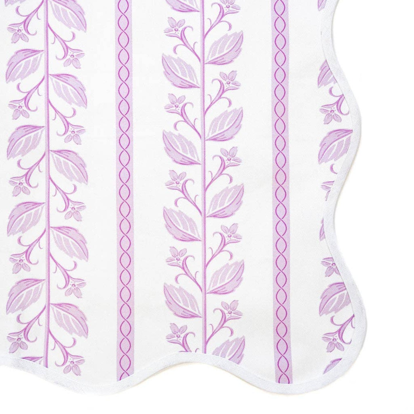 Lilac Botanical Stripe Scalloped Tablecloth