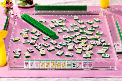 Let's Mahj-On  Tennis mahjong game tile set on tablescape
