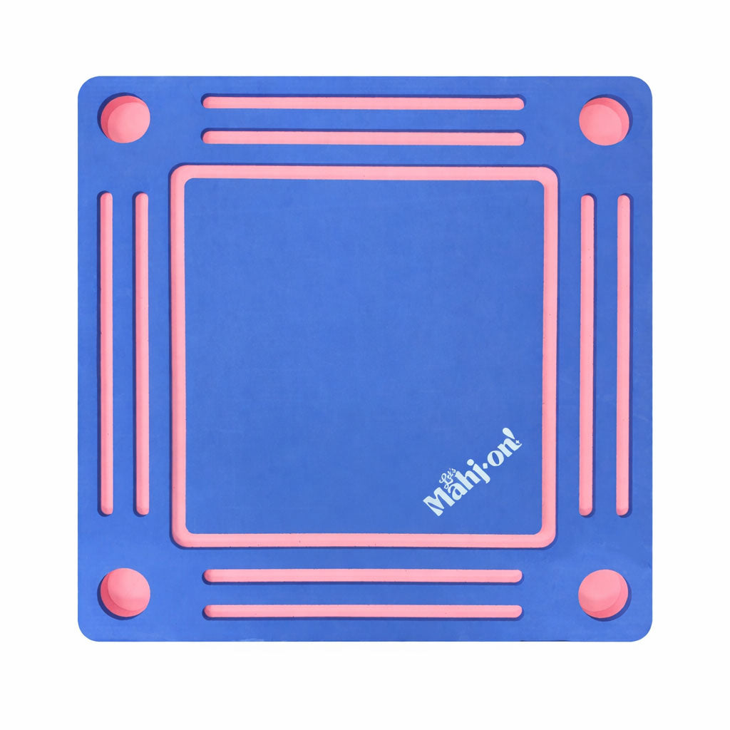 Let's Mahj-on! Blue Floating Table on white background Shown from above