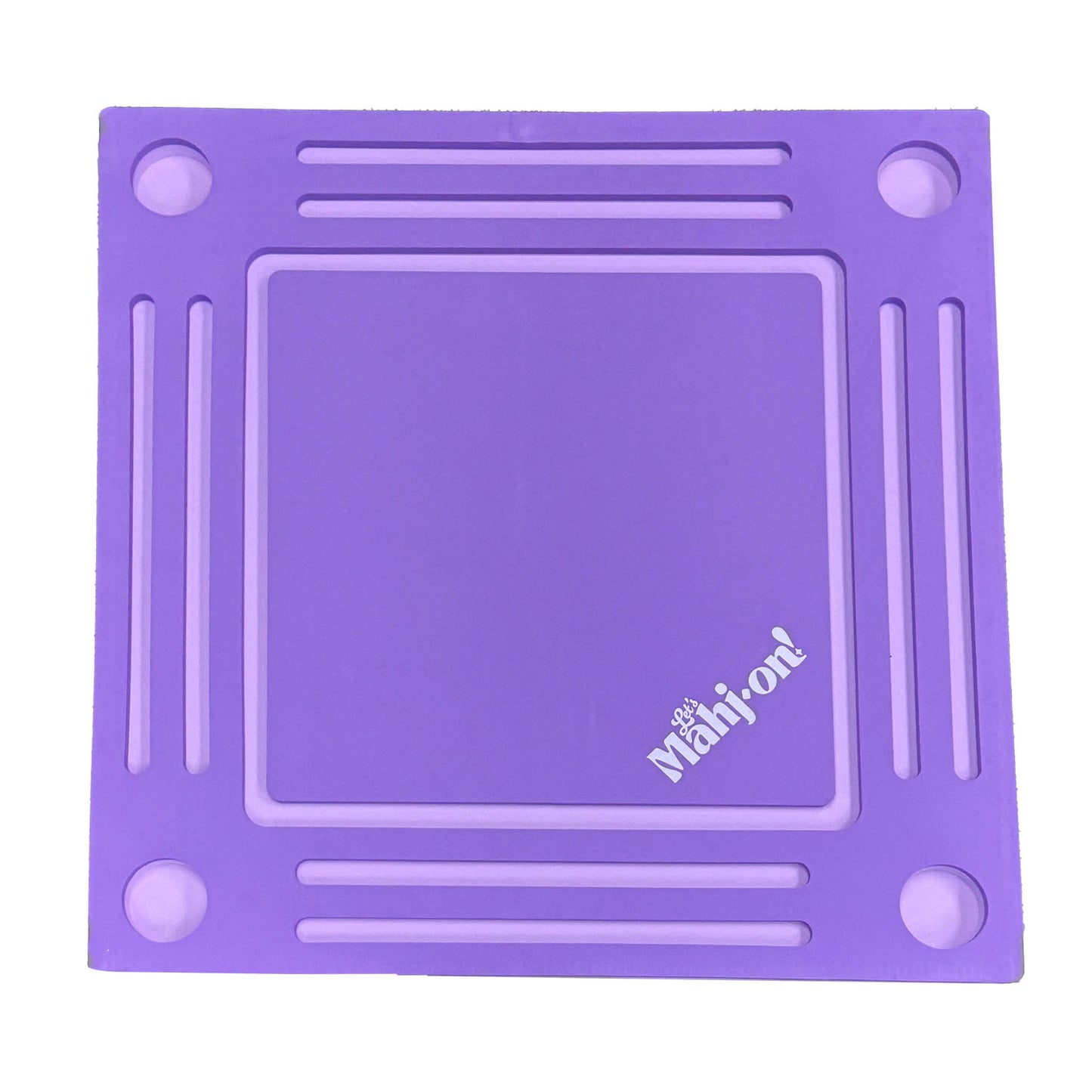 Let's Mahj-on! Purple Floating Table on white background Shown from above