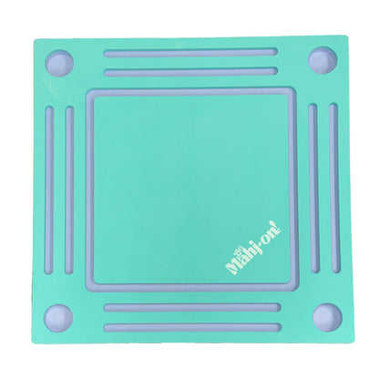 Let's Mahj-on! Turquoise Floating Table on white background Shown from above