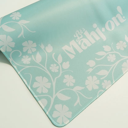 Mahjong playmat with floral boarder pastel   sea
