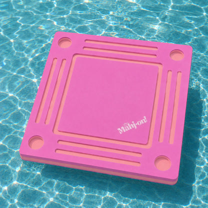 Let's Mahj on Floating Table in Pool Pink with orange accents