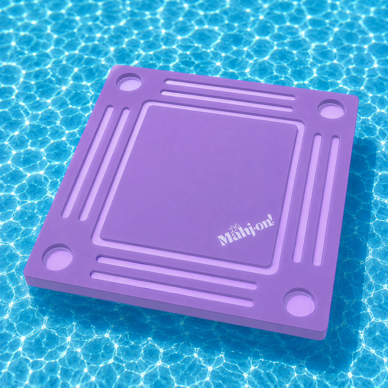 Let's Mahj on Floating Table in Pool Purple with light purple accents