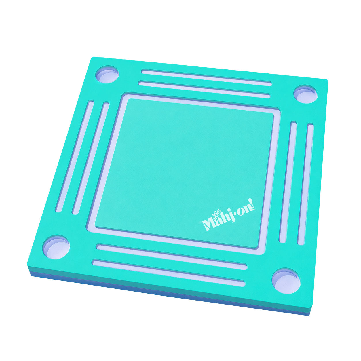 Let's Mahj on Floating play table Turquoise on white background