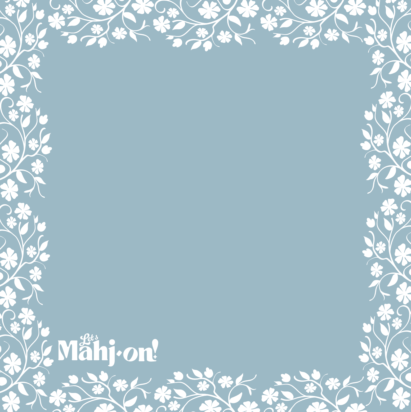 Mahjong playmat with floral boarder pastel  Blue Overview