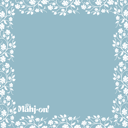 Mahjong playmat with floral boarder pastel  Blue Overview