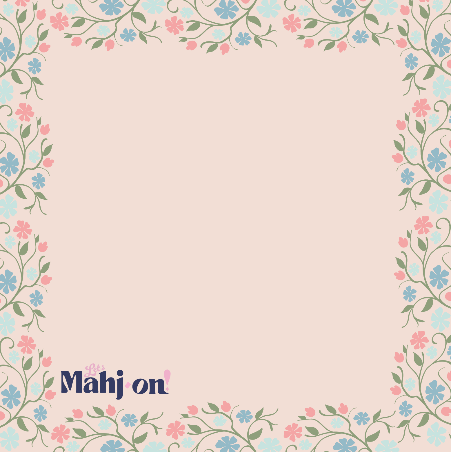 Mahjong playmat with floral boarder Petal
 overview