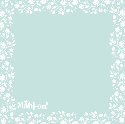Mahjong playmat with floral boarder pastel  sea overview