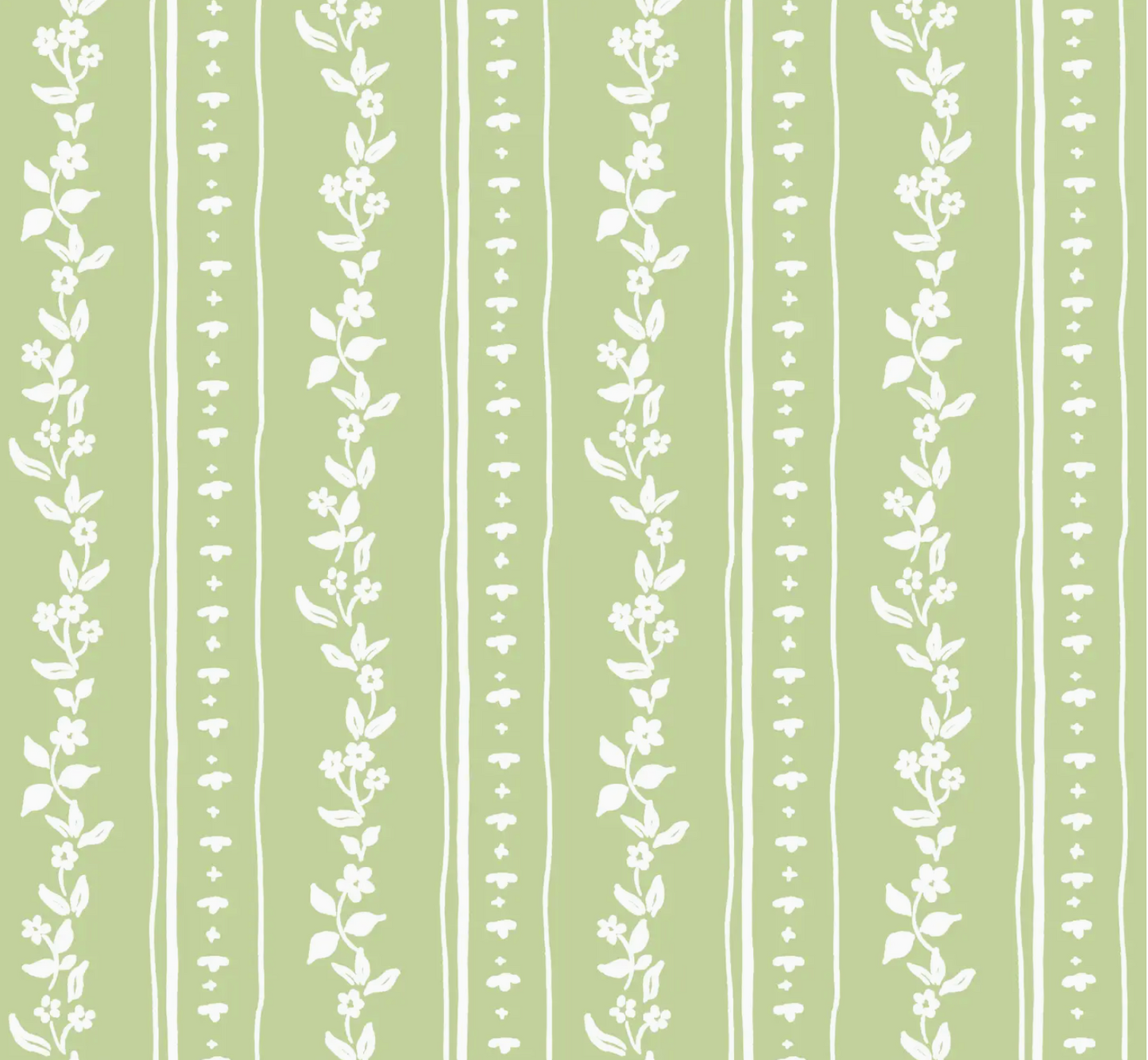 Ditsy Stripe Mahjong Tablecloth ~ Soft Green