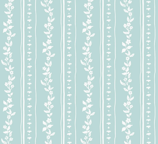 Ditsy Stripe Mahjong Tablecloth ~ Seafoam