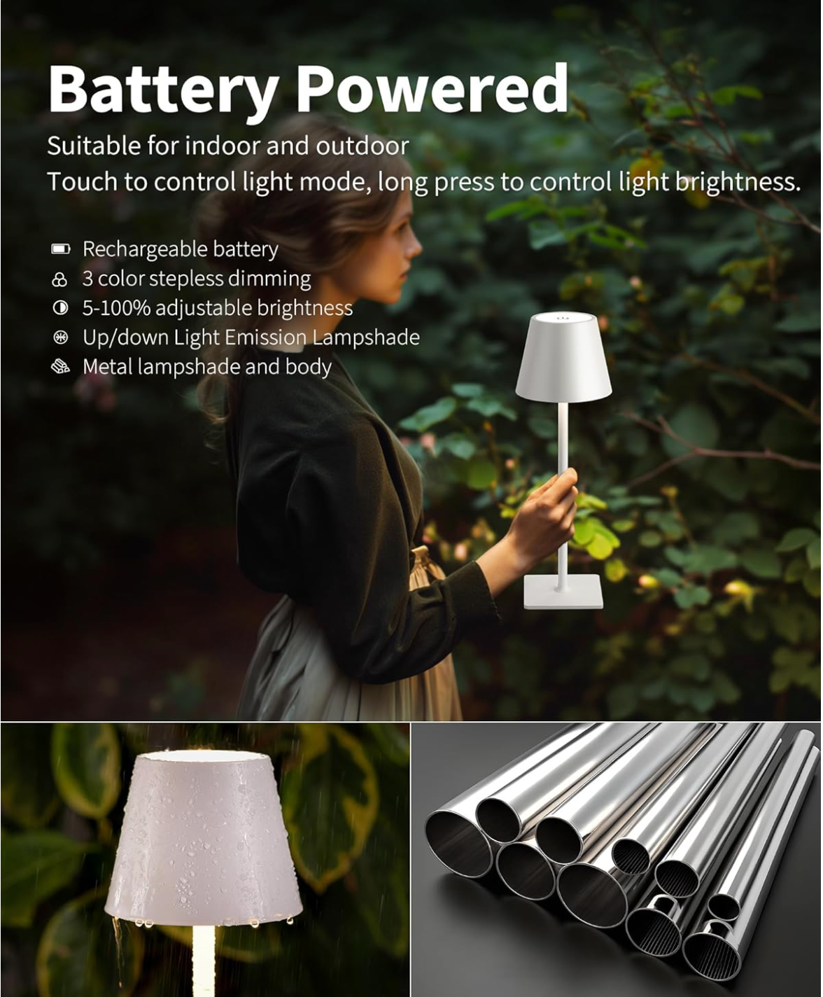 Cordless Table Lamps White - Set of 2