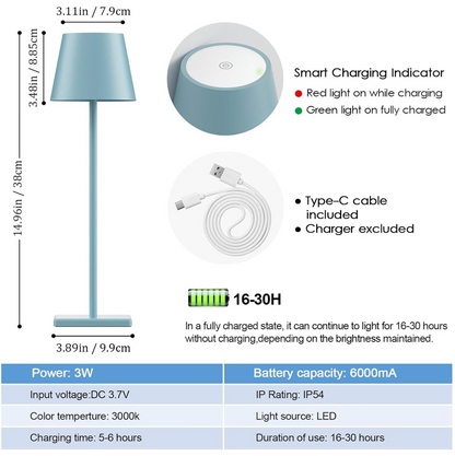 Cordless Table Lamps Soft Blue - Set of 2