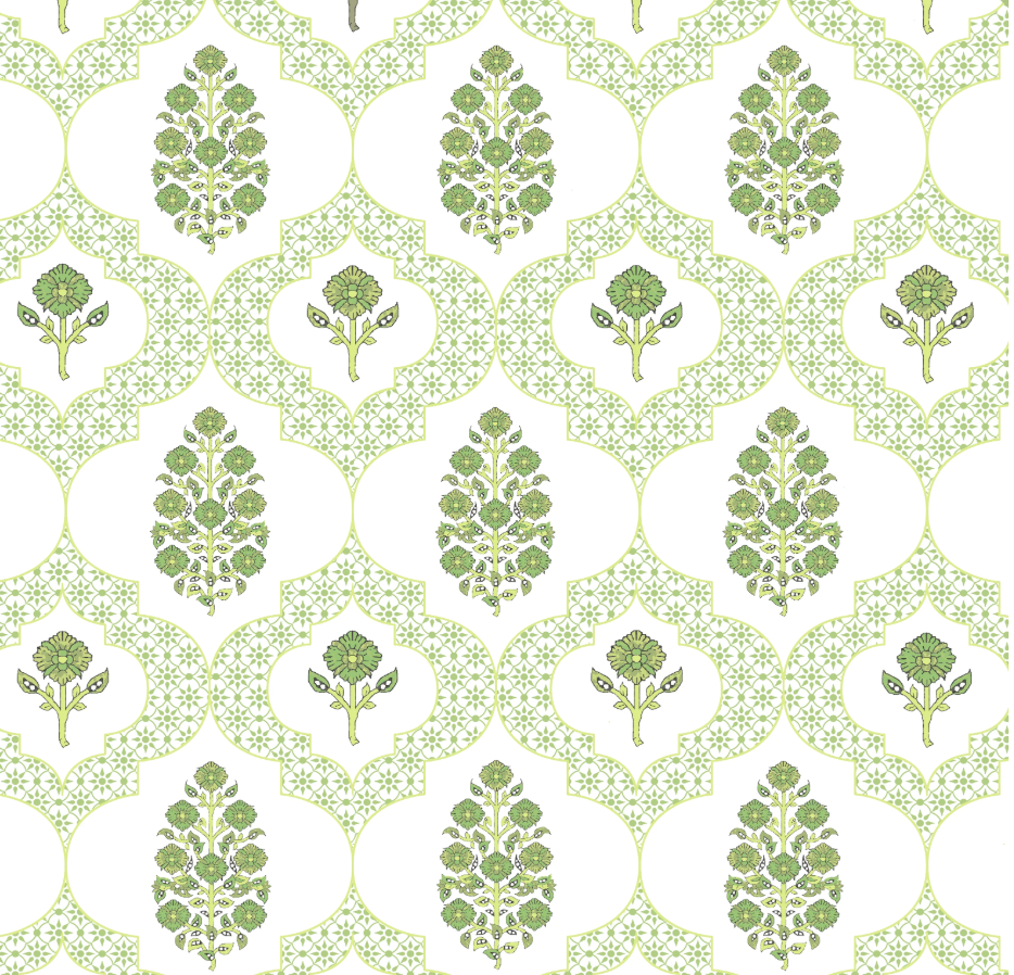Indiennes Mahjong TableCloth - Green