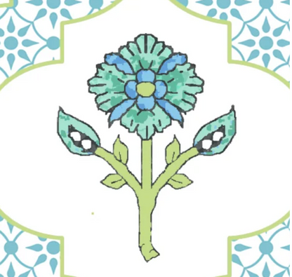 Indiennes Mahjong TableCloth - Blue