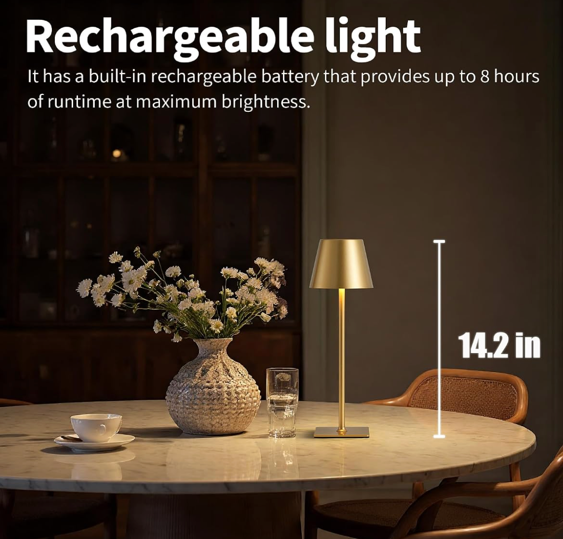 Cordless Table Lamps Gold- Set of 2