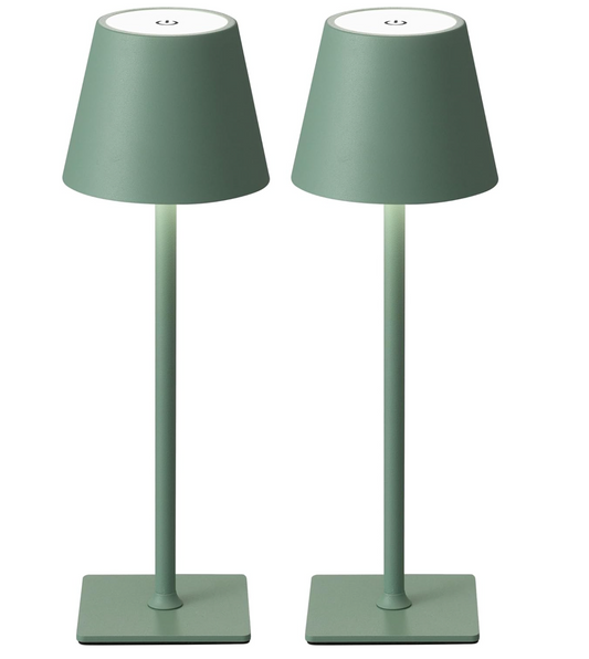 Cordless Table Lamps Green - Set of 2