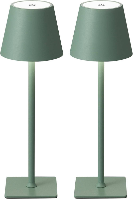 Cordless Table Lamps Green - Set of 2