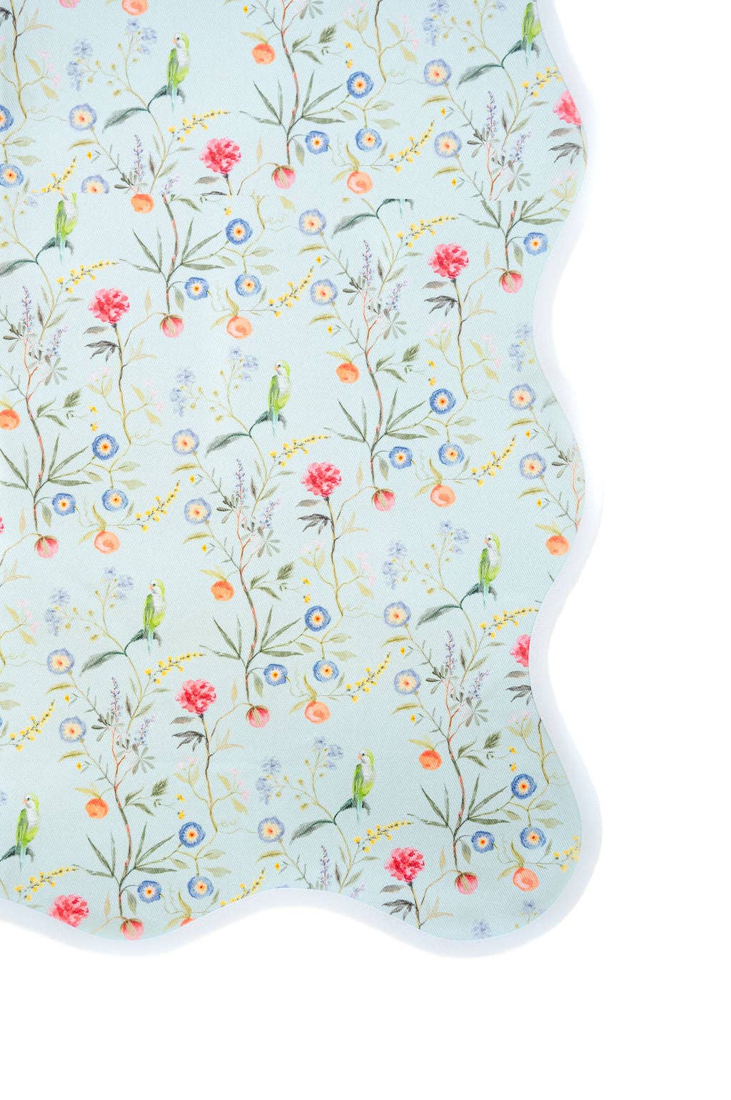 Jardin de Fleurs-Sage Scalloped Square Table Topper