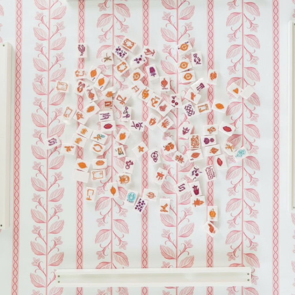 Pink Botanical Stripe Scalloped Square Tablecloth