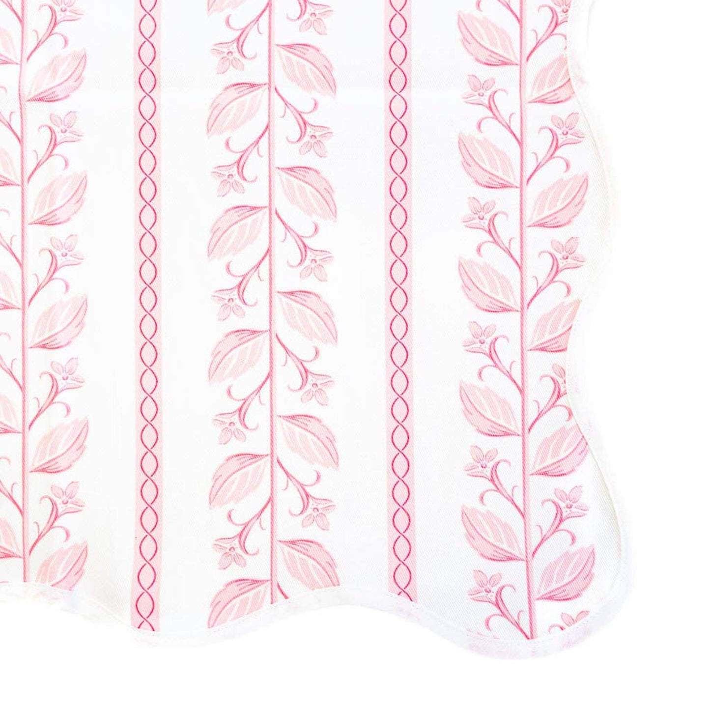 Pink Botanical Stripe Scalloped Square Tablecloth