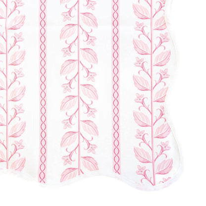 Pink Botanical Stripe Scalloped Square Tablecloth