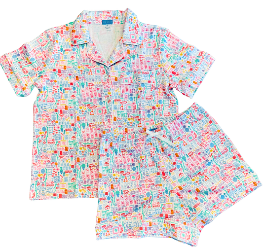 Mahjong Women’s Button Front Pajama Set